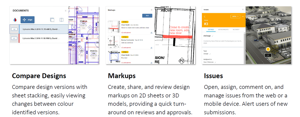 bim 360 compare designs, markups, issues